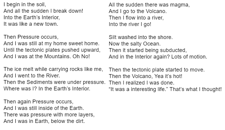 Love this 6th grader's poem about the rock cycle! <a href="/apexmscougars/">Apex Middle School</a>