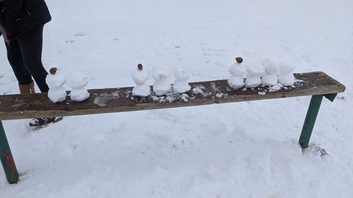 LearningwithMrW's tweet photo. Outdoor learning in the snow. Can you figure out the pattern rules for our patterns ? How many snow balls would we need for the 20th term??? #snowmath @StJoachimDPCDSB @DP_math https://t.co/NA7VkFrfqp