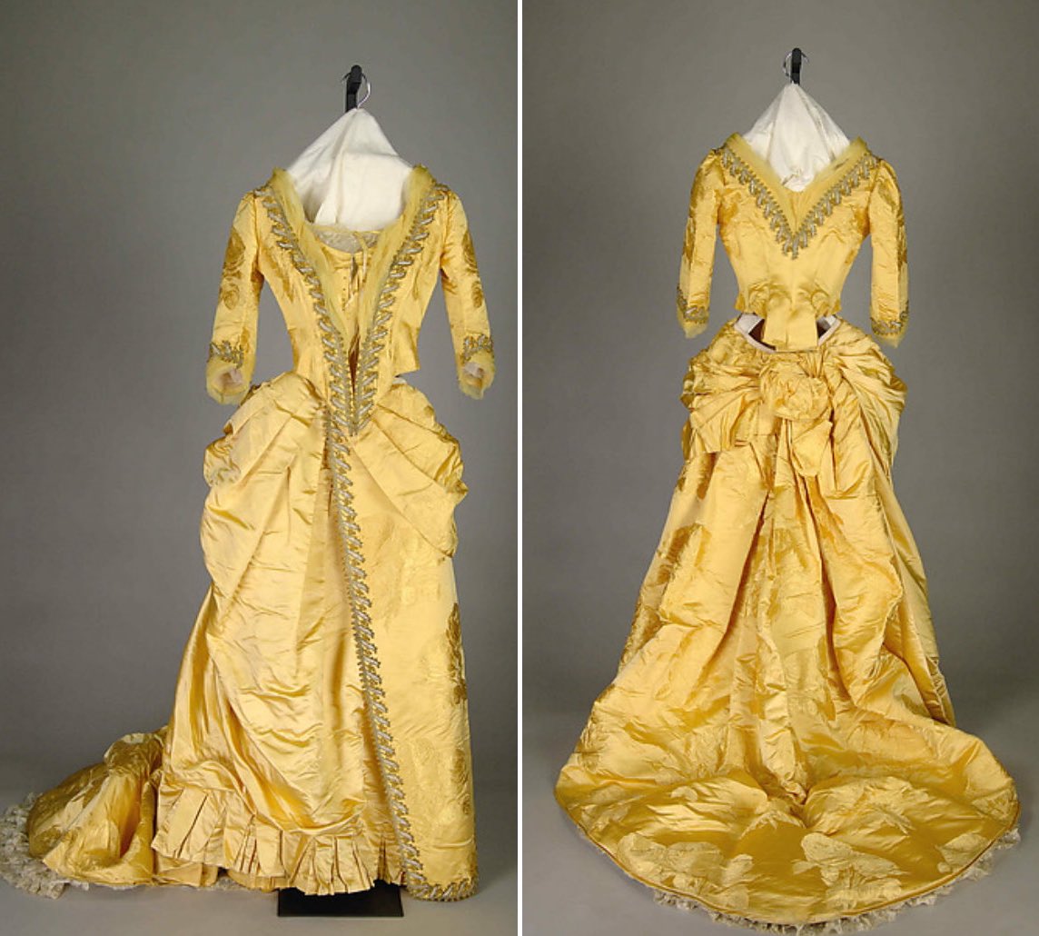 the neckline also seems a tad too dramatic, but then again, i'm not an expert. also her mere presence was scandalous enough—an extra bit of cleavage really didn't change the situation much!pictured: evening gown, 1888, by worth.