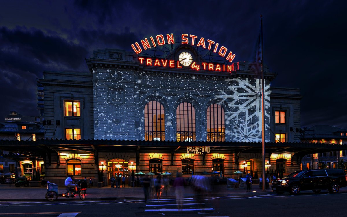 An outdoor holiday light show has arrived at Denver Union Station! Enjoy a dazzling winter spectacle that's projected on the building facade and features custom animations from local artists. Each show runs from 5pm to 10pm daily through the month of December!