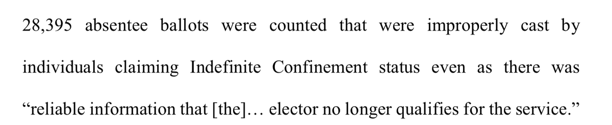 28,395 Absentee ballots were cast by voters claiming to be indefinitely confined, even though evidence existed to the contrary.