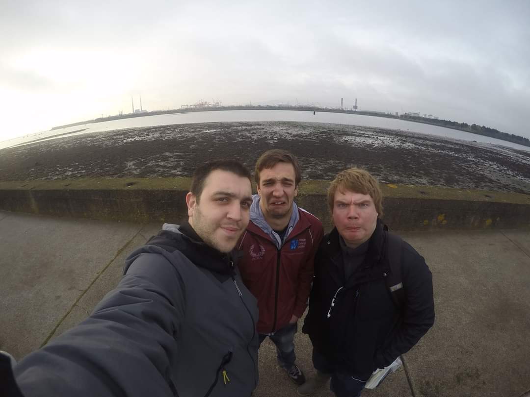 Day 1  #ScienceAdventCalendarMy name is Luka, I'm a hydrogeologist & environmental engineer. And on this photo I'm with my friends and colleagues Kevin and Ciaran. Before I took this selfie we had a great coffee and, clearly, we were preparing to sample some of that mud behind.