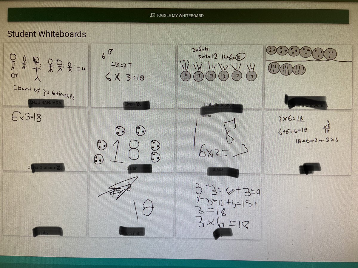 MrsScottsTeam's tweet photo. We had good math discussion about multiplication today. We noticed a lot of patterns and used multiple strategies 👏🏻 #talkaboutmath #DistanceLearning @BrookfieldES https://t.co/4DZqcqbqwZ