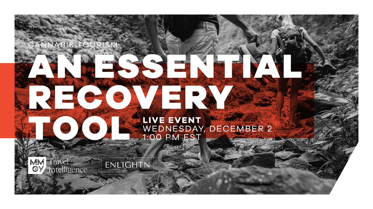 Don't miss your chance to learn how cannabis tourism could help boost the travel industry. Join MMGY Travel Intelligence and Enlightn Strategies on December 2 as they dive into survey data and discuss its implications. Register here: bit.ly/3eT273i