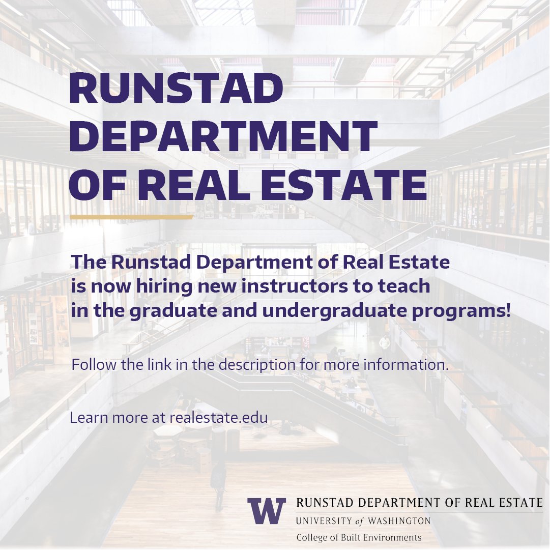 Runstad Department Of Real Estate Uw Realestateuw Twitter