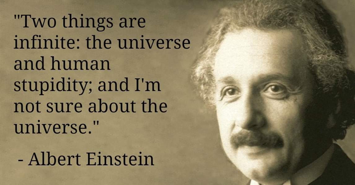 "Two things are infinite: the universe and human stupidity; and I'm not sure about the universe."
#AlbertEinstein