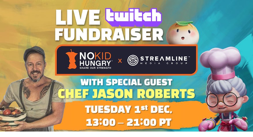 WatchGirlsPlay's tweet photo. In THIRTY minutes, we are honored to have @ChefJasRoberts join us on stream for a Baking Session, in a collaboration with @nokidhungry. 🖤 

Join us as we continue to support a great cause!

https://t.co/CE9wvQp30o https://t.co/5kgYA8IK6h