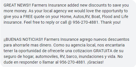 kingstonk12's tweet photo. @WeAreFarmers is so desperate for business they are now sending spam text messages.  Please stop this practice.  All it does is guarantee I'll never do business with them. https://t.co/VZNMSvJUuL