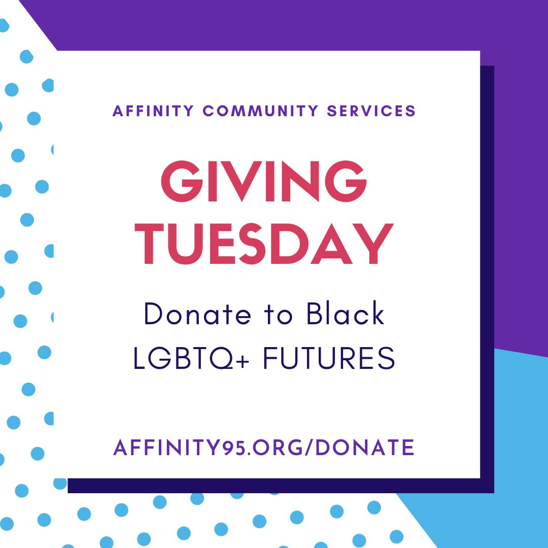 affinityCS's tweet image. Affinity is the longest running Black LGBTQ+ focusing on the liberation of all Black women. Donate to become a recurring donor and invest in Black lgbtq+ futures.

Donate: affinity95.org/donate

#givingtuesday #blackqueerlivesmatter #blacklgbtqorganizations #blacklgbtq