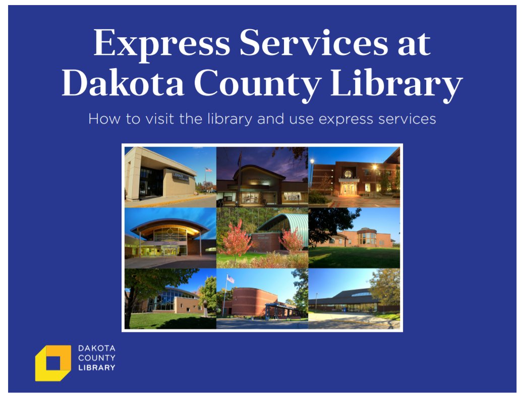 dakotalib's tweet image. Our new Express Services #SocialNarrative can help prepare individuals of all ages &amp;amp; abilities for visiting the library to use express services while following library safety guidelines during the pandemic. Check it out: tinyurl.com/DCLExpressNarr… #LibraryAccessibility