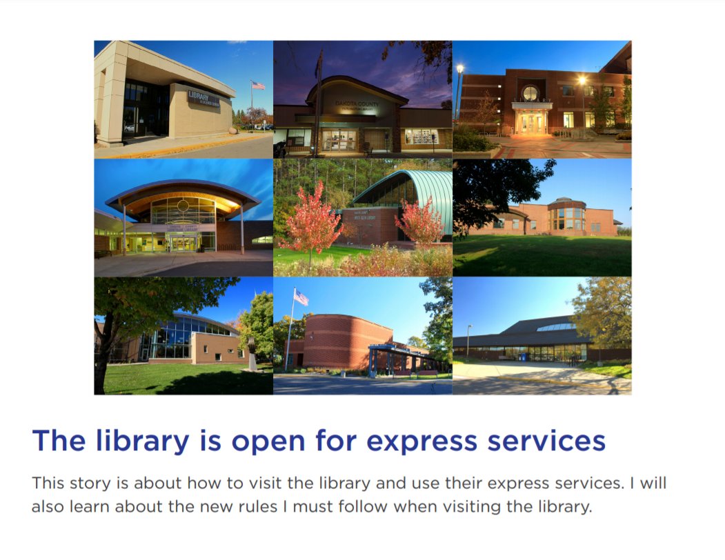 dakotalib's tweet image. Our new Express Services #SocialNarrative can help prepare individuals of all ages &amp;amp; abilities for visiting the library to use express services while following library safety guidelines during the pandemic. Check it out: tinyurl.com/DCLExpressNarr… #LibraryAccessibility
