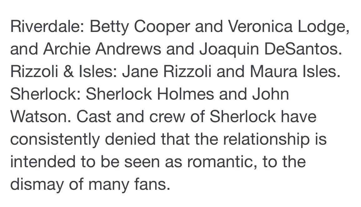 queerbaiting is essentially, implying that characters could be lgbt+ but never saying it. it's exaggerating characters 'feelings' or looks to another, then never acting on them or saying they feel a way about them. examples: (from googling "examples of queerbaiting")