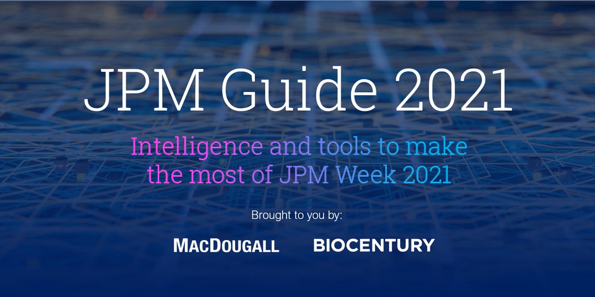 Check out the #JPM2021 guide that we teamed up with <a href="/BioCentury/">BioCentury</a> to create bit.ly/3qfdNUK #JPM21 #Biotechshowcase #healthcarepartneringweek 
<a href="/Pharmaceutical/">Pharmaceutical</a>