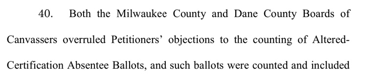Petitioners tried to have the invalid votes thrown out - OVERRULED!