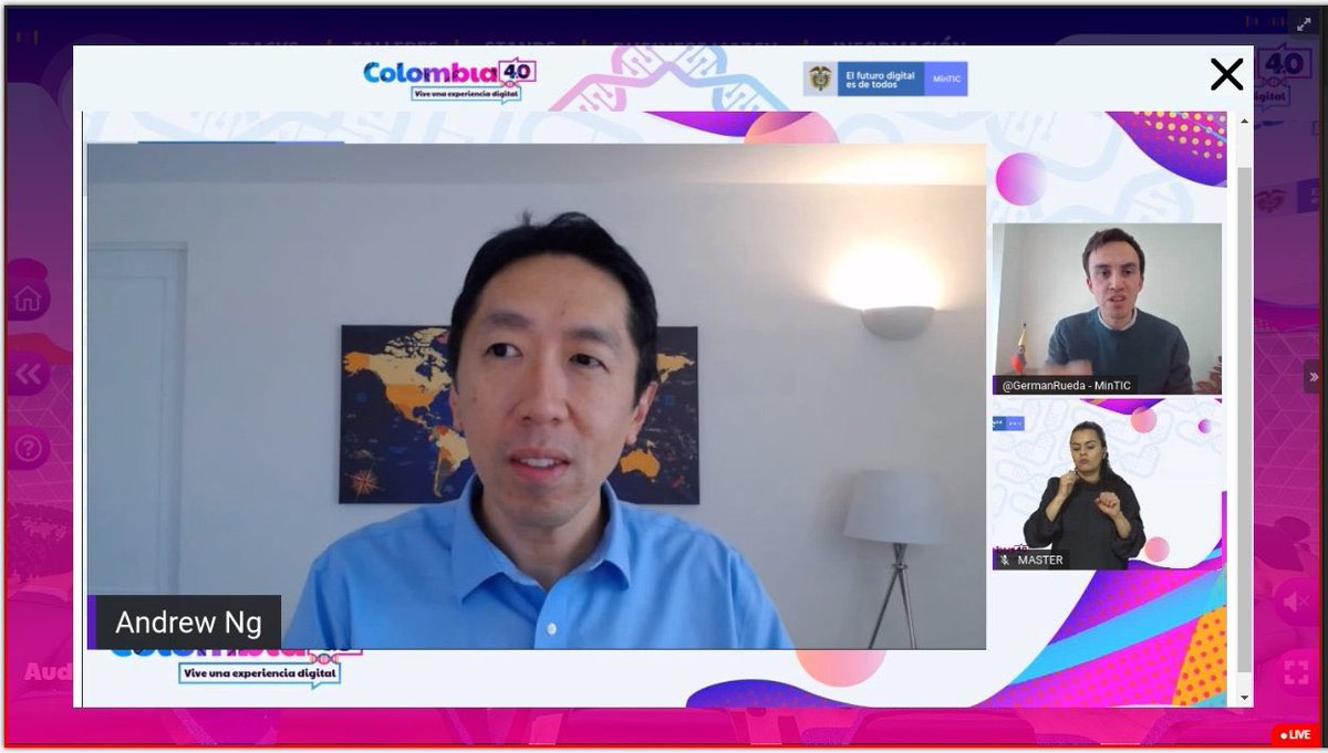 TicketCode's tweet image. “Es el momento para fortalecer las habilidades relacionadas con las nuevas tecnologías y empezar, no importa que sea por algo muy pequeño, lo importante es empezar”: @AndrewYNg en #Colombia40, un evento #TicketcodeLive