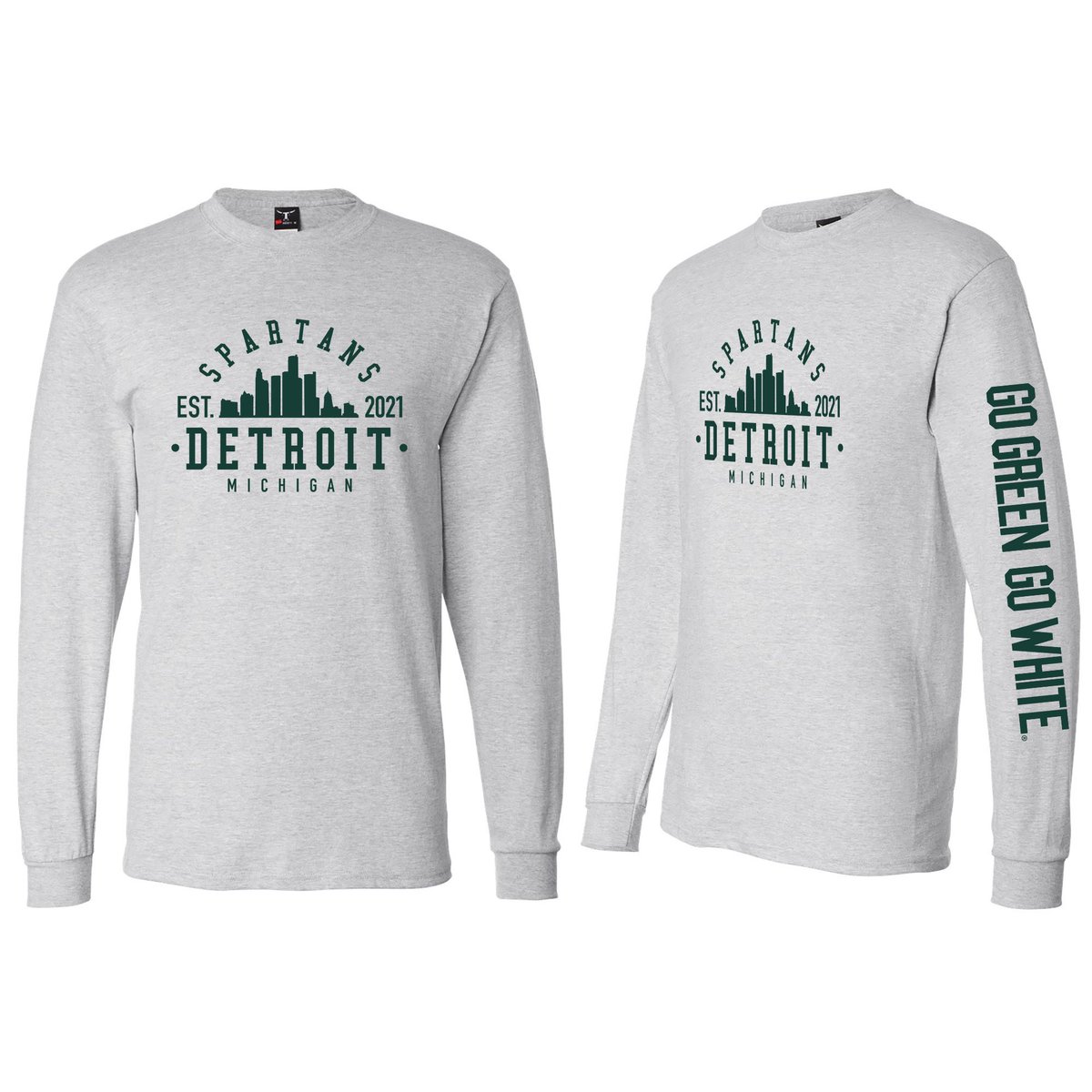 DetroitSpartans's tweet photo. .@DetroitSpartans  are in the process of finalizing our newest long sleeve t-shirt designs and we would like your input. Proceeds from your purchase will be donated to our newly established Endowed Scholarship. Like design would you be mostly likely to purchase? https://t.co/8vnawh3GQa