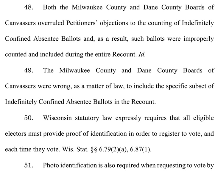 Petitioners objected to a subset of Indefinitely Confined voters with NO PHOTO ID on file in violation of Wisconsin law. Again. OVERRULED!  Noticing a pattern here....