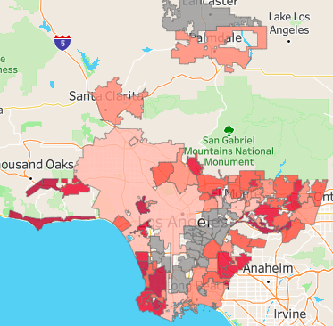 By plugging these 3 factors together, I find that Malibu, Westlake Village, and Rolling Hills tie for the worst overall "openness to housing" score. These cities have very high housing costs, as well as flat or negative growth in housing supply. (10/n)