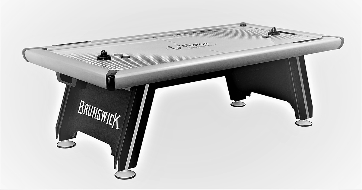 Brunswick Billiards is excited to announce the V-Force 2.0 Air Hockey game table. Sleek contemporary styling with Embedded abacus scorers. Please visit your local authorized dealer for more details!