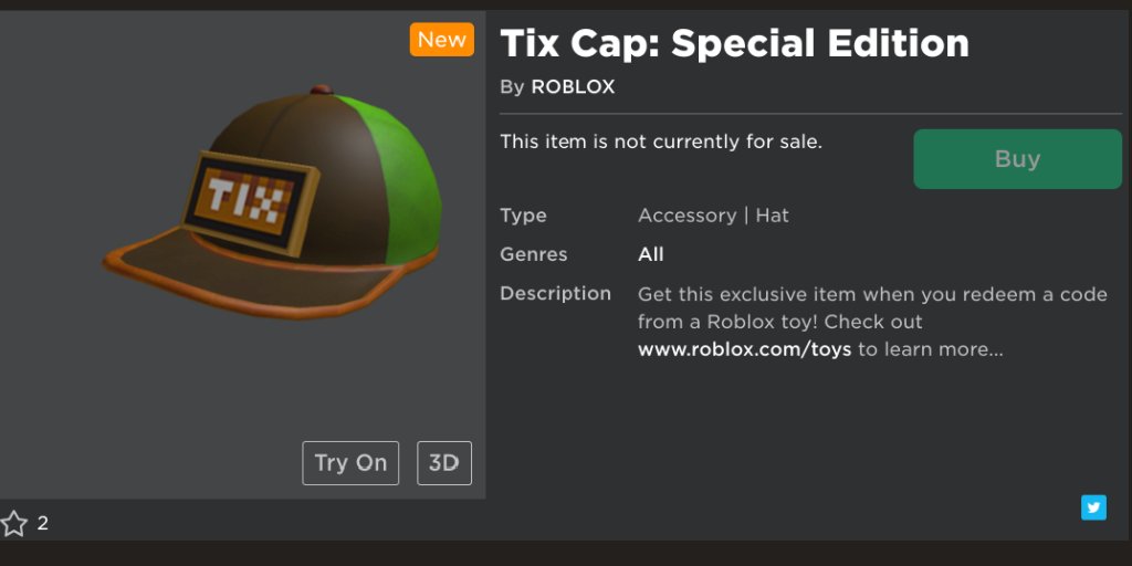 Lily On Twitter Special Edition Tix Cap Toy Code Coming Robloxtoys - how do you get tix on roblox