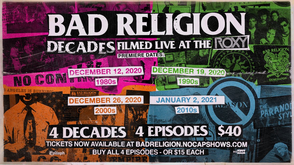Finally, I can let you know that we weren't totally silent this year! A fitting overview of our works, on this commemorative anniversary year, we hope these sets hold you over until we can see you again. badreligion.nocapshows.com