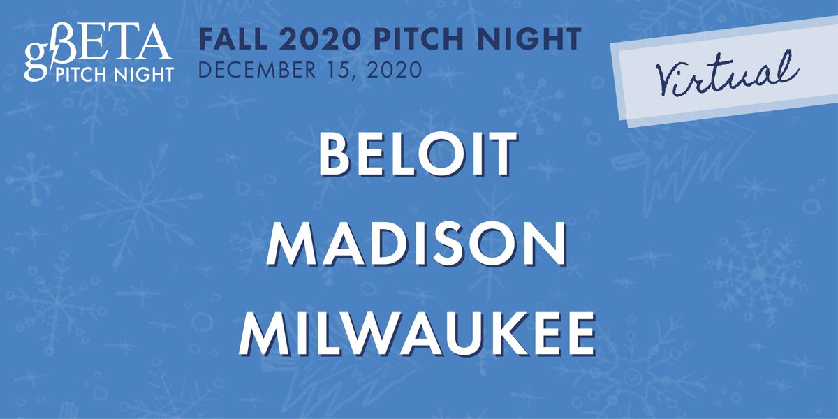 gBETAstartups's tweet photo. 🚨 15 WI companies pitching, don't miss out! Dec.15 @ 5PM CT 🚨

Catch the Fall 2020 gBETA Companies from #Beloit, #Madison, and #Milwaukee at our Virtual Pitch Night! 

RSVP: https://t.co/hzvM9tesiz https://t.co/Nbh8MY0woF