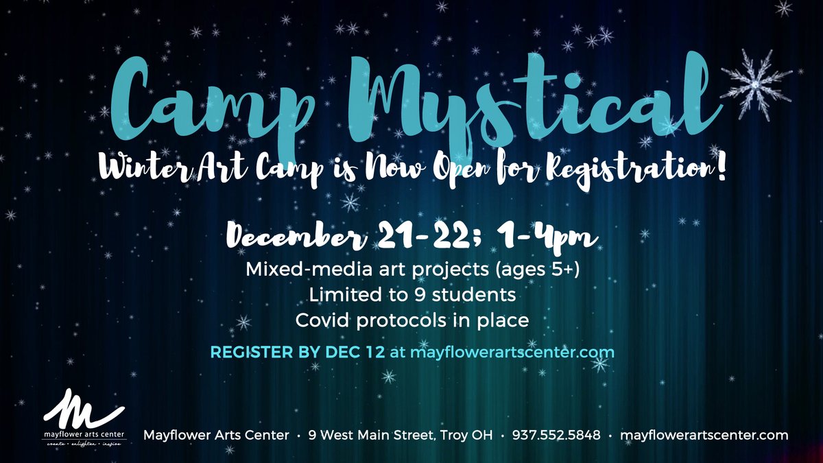 MayflowerArts's tweet photo. Register now for Winter Art Camps and MORE this month at the Mayflower! - https://t.co/uAihC3y8Mb https://t.co/3Iwrsm5QrZ