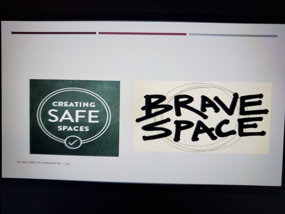 RiversoMaria's tweet photo. #OTFconnects @otffeo session underway with @DrAnnLopez "Embedding Anti-Racism Education into Everyday Teaching Practice". "Teachers' practices must change to ensure better outcomes for Black students." What are we doing to intentionally create safe places? https://t.co/17OwddJErZ