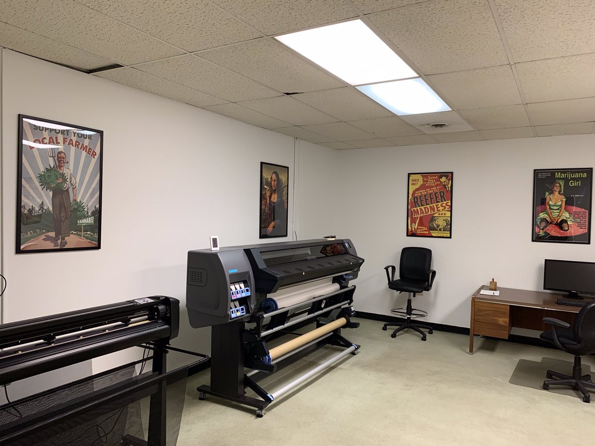 CAGC420's tweet photo. Finally got the new spot finished up for this year. Adding new equipment all the time to stay competitive and up to date for our clients. New printer and plotter on deck. #cagcinc #customprinting #420friendly #thcpackages #wemanufacture #cannabisindustry #printingservices https://t.co/yGfK0KQV0S