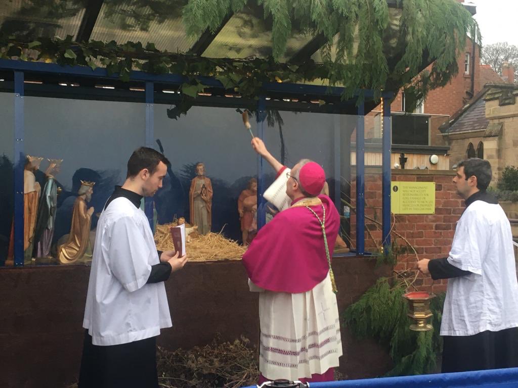 ShrewsCathedral's tweet image. Bishop Mark, blessing the outdoor crib @ShrewsCathedral 
on the #firstsundayofadvent