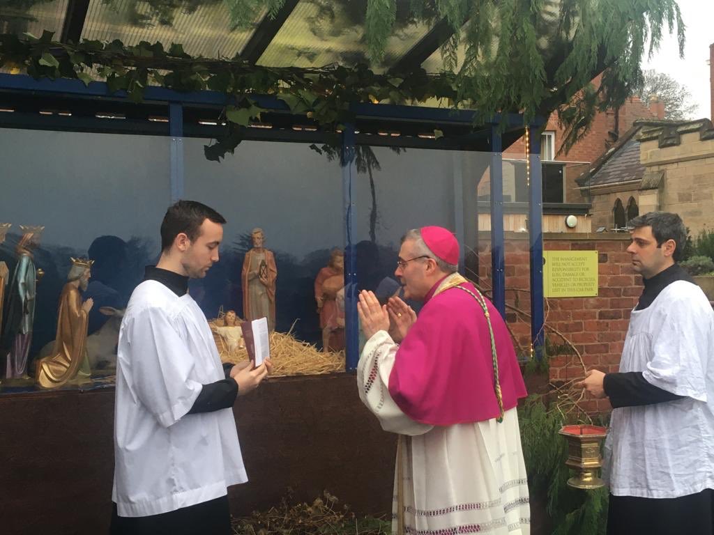 ShrewsCathedral's tweet image. Bishop Mark, blessing the outdoor crib @ShrewsCathedral 
on the #firstsundayofadvent