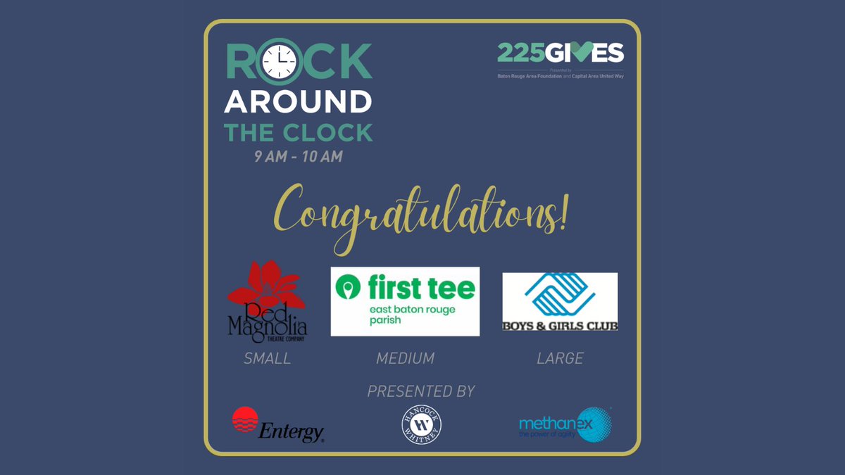 redmagbr's tweet photo. Thank you @Entergy, Hancock Whitney, and @Methanex Corporation for the @225Gives Rock Around the Clock award. We are thrilled! We are grateful to all our donors for helping us reach 50% of our goal of $5,000! We are past the halfway mark now. #225Gives https://t.co/z2U7Hk7gxn https://t.co/iZn7I4tJb5