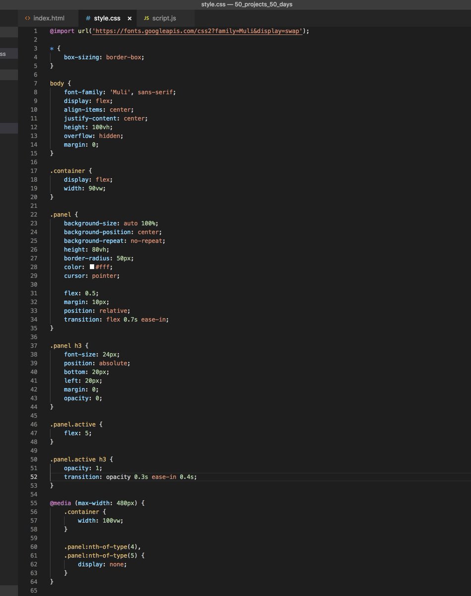 TheBaylisCode's tweet image. Day 12 of 365 3rd edition
Happy Tuesday! Working on an Expanding Cards widget from the 50 projects / 50 days course Practice Practice! :)
#codingphase #365codingphasechallenge #thecodingway #100daysofcode #javascript #React #50Projects50Days
#25DaysofChristmas #25daysofcode