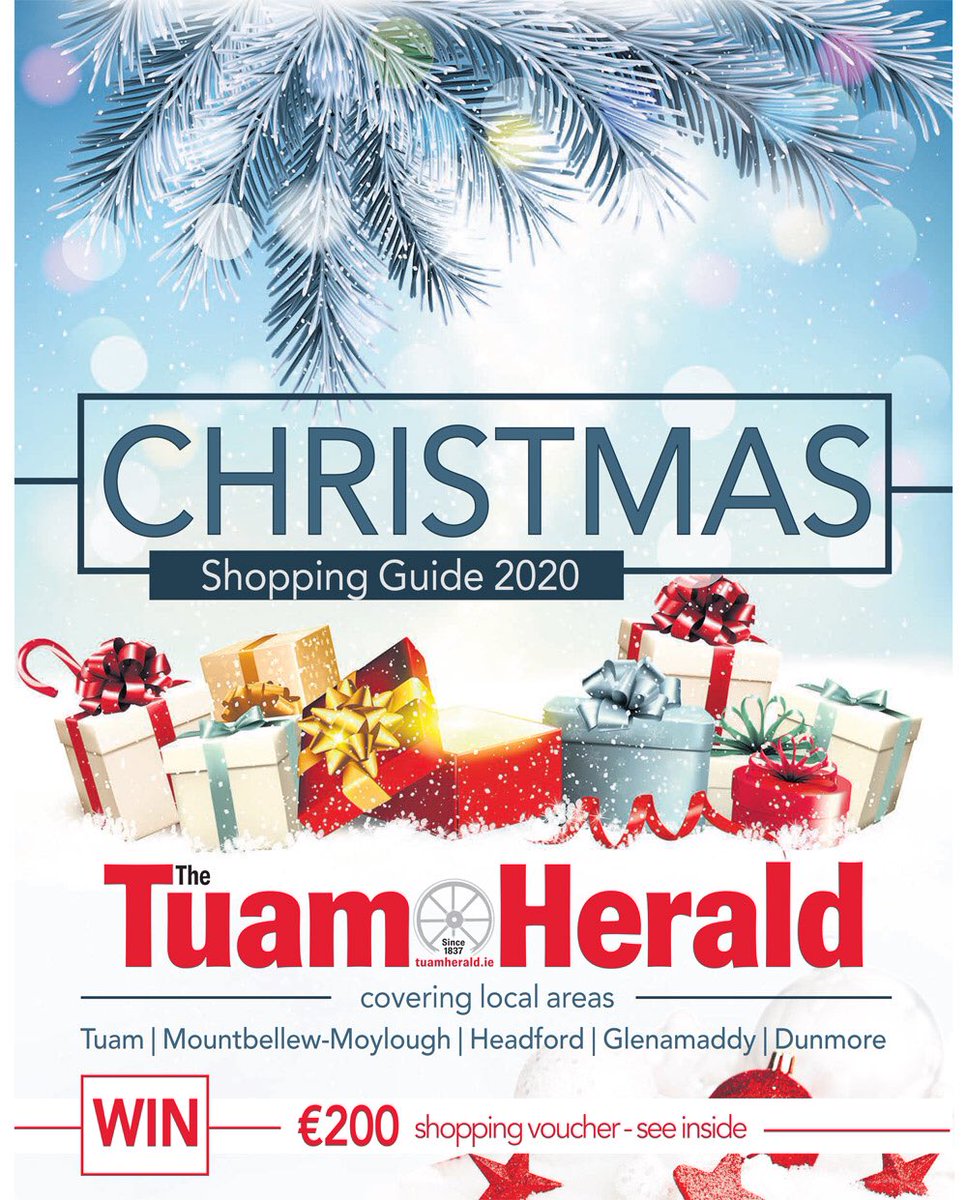 Don't miss our 36-page Local Christmas Shopping Guide in tomorrow's edition of The Tuam Herald. Your support of #shoplocal could also win you a €200 shopping voucher to spend locally #tuam #dunmore #glenamaddy #headford #mountbellew #moylough #localnews