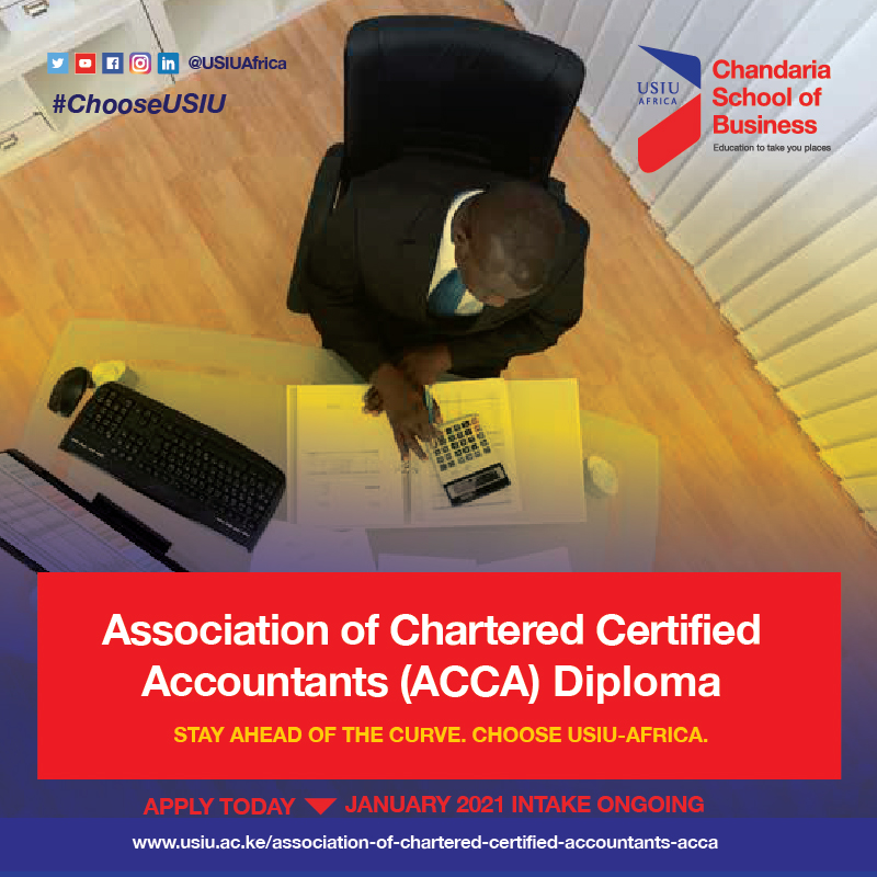 ExperienceUSIU's tweet photo. Stay ahead of the curve and let ACCA qualification be your spring board to a rewarding career in Accounting, Finance and Management. Apply today by visiting https://t.co/OY16bHvLfo #ChooseUSIU #USIUJanIntake https://t.co/8GzaTMtv6u