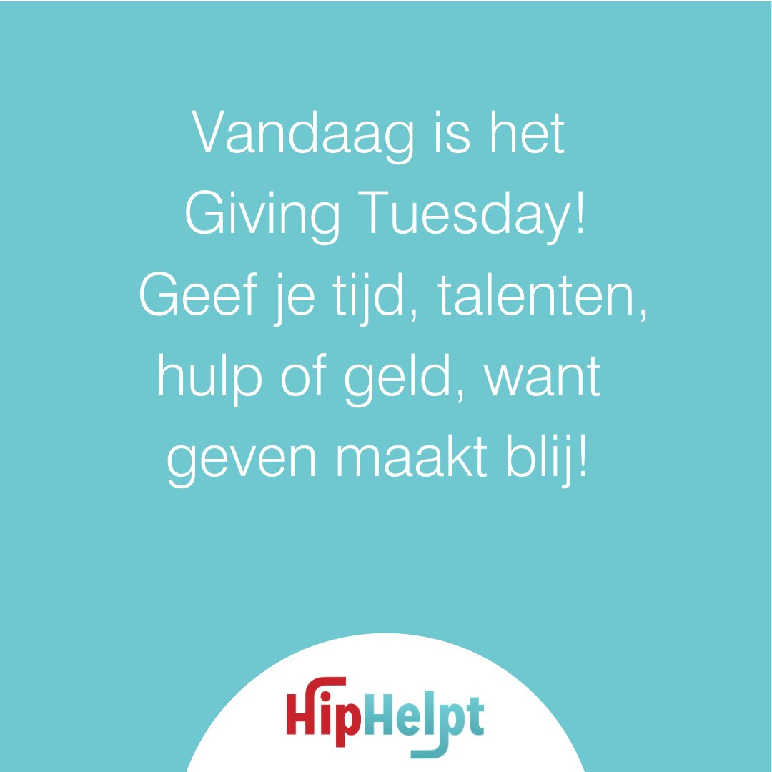 Bij HipHelpt kun je geven: je hulp, je tijd en je talenten. Maar ook een donatie is van harte welkom: hiphelpt.nl/doneren 

#nietalleen #hiphelpt #eenkleingebaar #geven #GivingTuesday