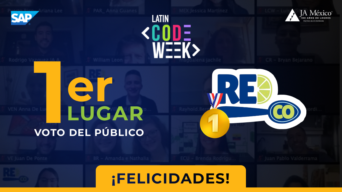 ¡Muchas felicidades, #RedCo! 🥇 Por haber obtenido el 1º Lugar en la categoría 'Voto del público' en el programa de @LatinCodeWeek. ¡Excelente trabajo y esfuerzo! ⚡️ #LCW #LCW2020