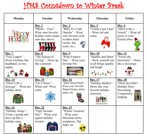 Happy December! Get in the holiday spirit with our month of spirit days and celebrations! #HazletProud