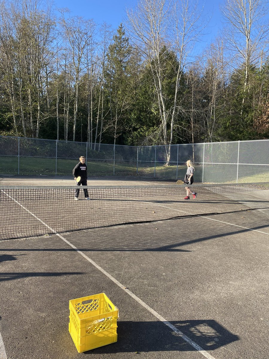 Blended students enjoying the sunshine ☀️ and pickle ball! @Surrey_Schools #sd36learn #rayshepherd