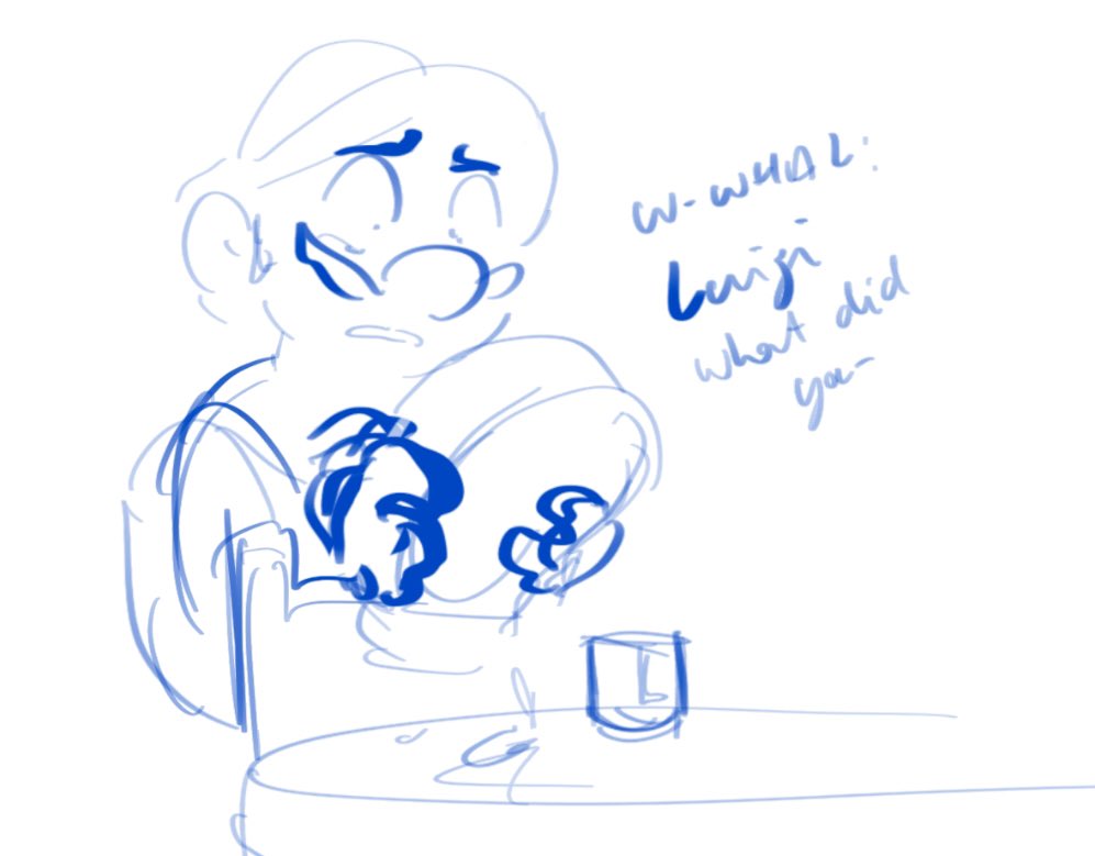 Some BG info:
In this AU, Luigi grows tired of always being compared to and treated as a worse version of his brother, so he calls it quits and leaves his "Mario Bro" life behind, becoming E.Gadd's apprentice / lab partner/ successor and full time ghost hunter. 