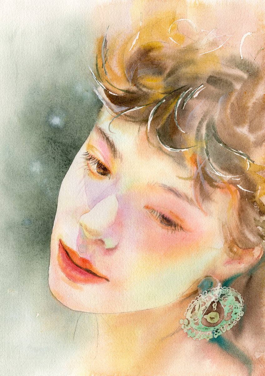 又画教育on Twitter 水彩人物 耳环少女 水彩 人物 绘画 Watercolor Scenery Painting 水彩画 水彩イラスト 水彩フレーム Personages