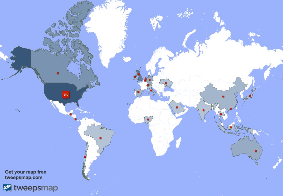 RockwallCouple's tweet photo. My followers live in USA (79%), UK.(9%)... Get your free map: https://t.co/Jep5yzFjvx https://t.co/npdxUW7I5k