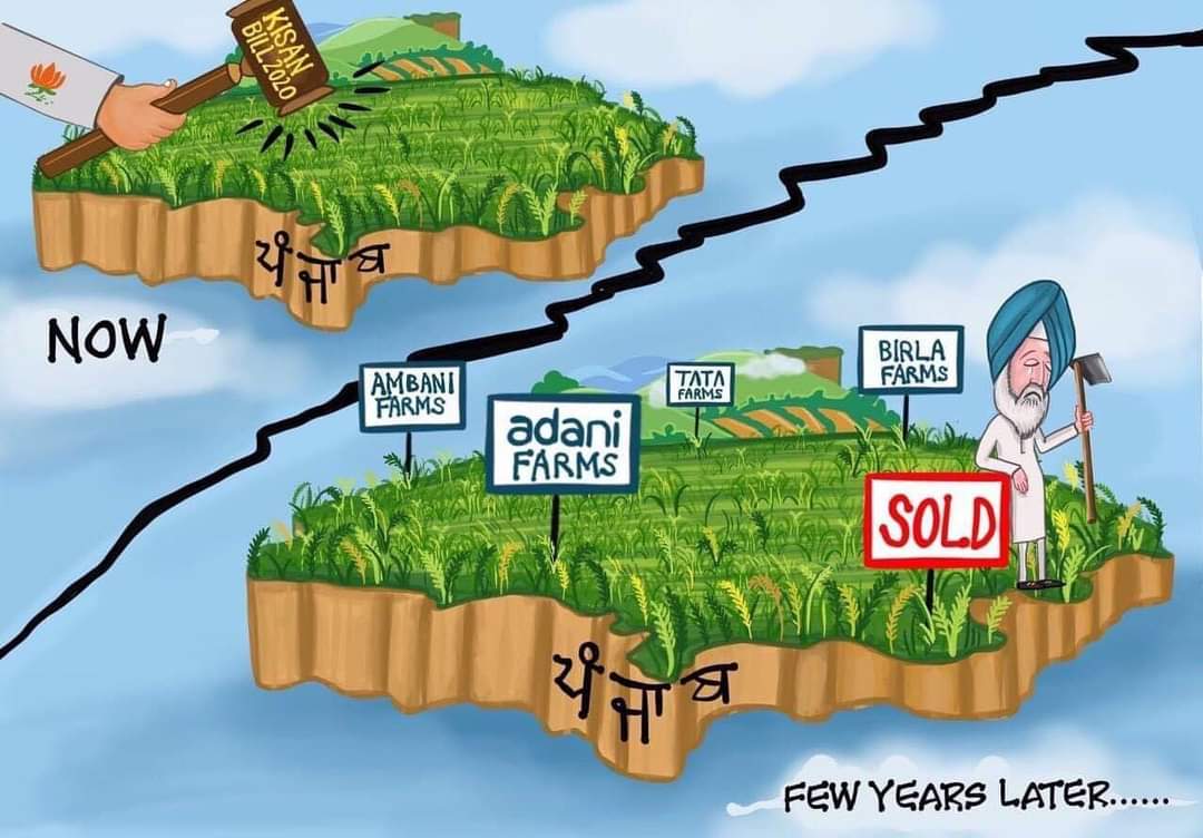 GudiyaMeenaa's tweet photo. #SpeaKUpForFarmers
#bycottAdaniAmbani
#Tractor2Twitter
Farmers of all the states should strengthen their unity as much as possible.  Protest more strongly, otherwise your situation will be like this photo. https://t.co/sAEygl4yss