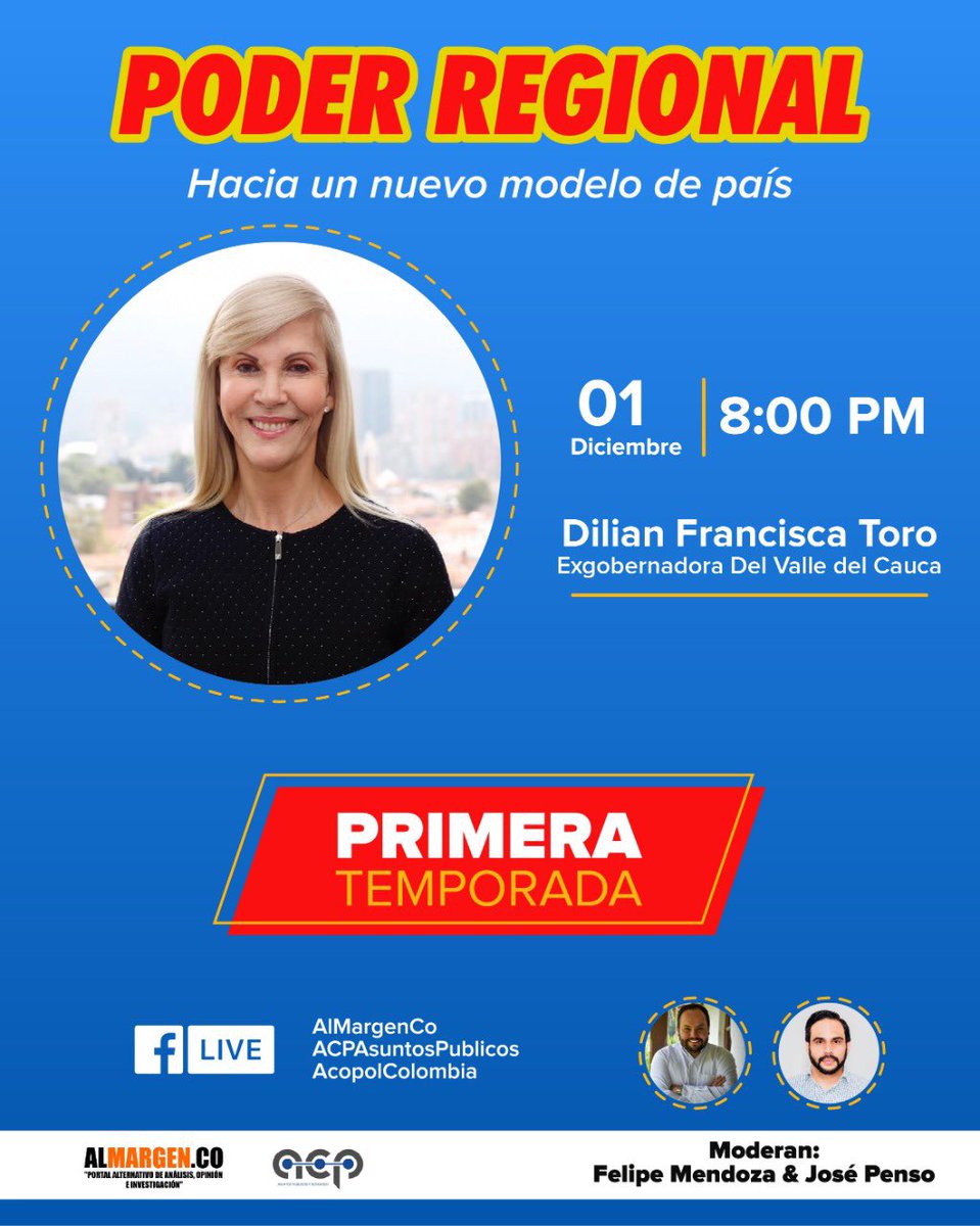 DilianFrancisca's tweet photo. Los invito a que se conecten esta noche a partir de las 8pm en #PoderRegional a través de la FanPage de @AlMargenCo 👉https://t.co/4eeDOD7buu, donde estaremos hablando de un nuevo modelo de país impulsado desde las regiones. ¡Los espero! https://t.co/8wAiUPeBh8