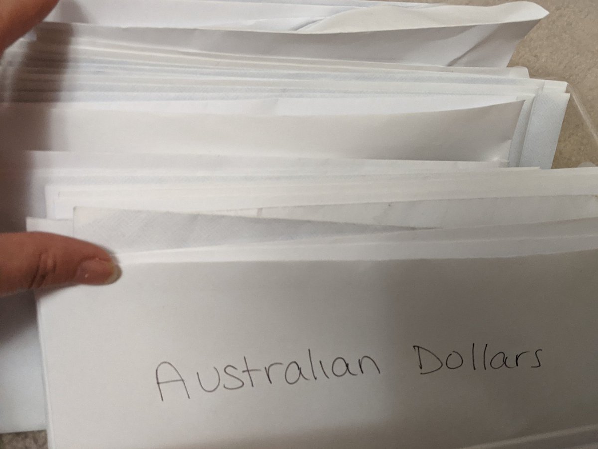 sightDOING's tweet photo. Please tell me I'm not the only one with a plastic shoebox full of leftover currency sorted by country. https://t.co/x9cZnAL374