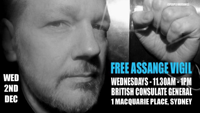 .
#FreeAssangeVigil
SYDNEY

Join us in calling on the UK government to #FreeAssange and #DontExtraditeAssange ✊