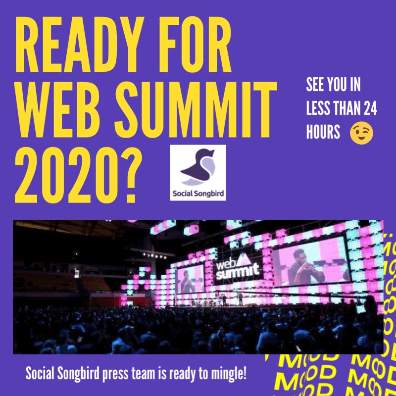 SocialSongbird_'s tweet photo. We’re so excited to connect and mingle at #WebSummit #WebSummit2020 #WebSummitPoA We want to hear from you! Check out our team and reach out 😉 https://t.co/gc1gY6Wkrt