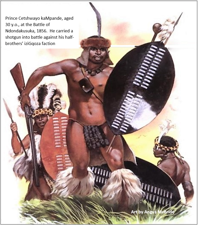 Mbuyazi’s gunmen inflicted great casualties amongst Cetshwayo’s regiments on their right horn before being overwhelmed by the collapse of the iziGqoza's right.The uSuthu faction's 12,000 warriors then methodically slaughtered about 18,000 of Mbuyazi’s people, the iziGqoza.4/7