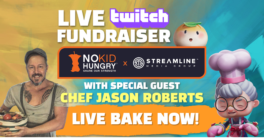 bakenswitch's tweet photo. @ChefJasRoberts joins us #LiveNow for special bake for @nokidhungry - Yum! 

https://t.co/iKgRDjdRa3 

@STREAM_NKH @streamlinenews Baking for #nokidhungry has never looked so good! https://t.co/MAq3h8Lq4h