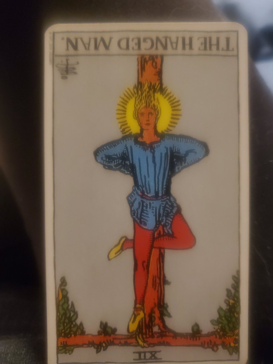 PensivePagan's tweet photo. #TarotTuesday 
The hanged man (reverse).
There are lots of opinions out there right now. Everyone seems to be on 1 side or another. Each side considers the other to be selfish. Reminder: you don't have to agree with someone to respect them. We're all entitled to our thoughts. https://t.co/qvnx1L2jjw